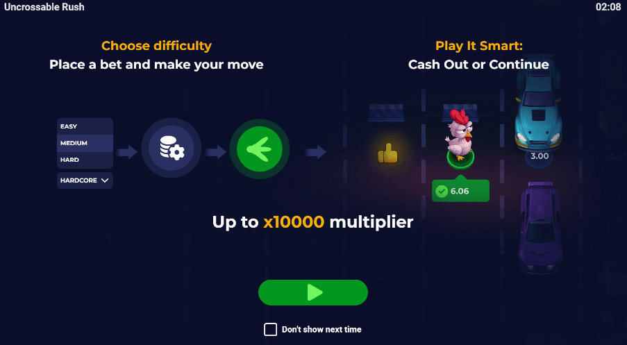 Uncrossable Rush – Características do Jogo da Evoplay